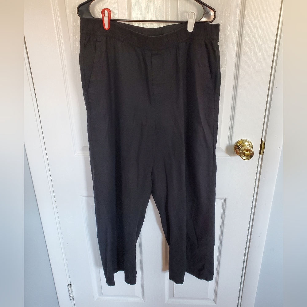 Old Navy Black Wide Leg High Rise Linen Pants
